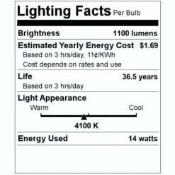 TCP LED Recessed Retrofit Kit (19614) -Light Bulbs Shop 19614 Lighting Facts Labelmd