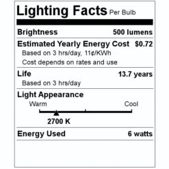 Satco LED Light Bulb (2-Pack) (20562) -Light Bulbs Shop 20562 Lighting Facts Labelmd