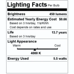 Satco LED Light Bulb (20653) -Light Bulbs Shop 20653 Lighting Facts Labelmd