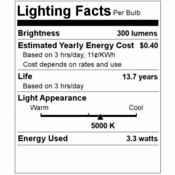 Feit Electric LED Light Bulb (2 Pack) (20990) 7 Feit Electric LED Light Bulb (2 Pack) (20990) -Light Bulbs Shop 20990 Lighting Facts Labelmd