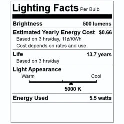 Feit Electric LED Light Bulb (2 Pack) (20994) 7 Feit Electric LED Light Bulb (2 Pack) (20994) -Light Bulbs Shop 20994 Lighting Facts Labelmd