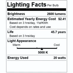TCP LED Vapor Tight (26285) -Light Bulbs Shop 26285 Lighting Facts Labelmd