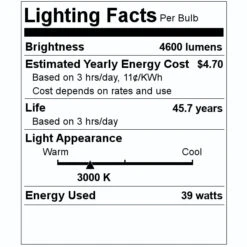 TCP LED Flat Panel (27293) -Light Bulbs Shop 27293 Lighting Facts Labelmd