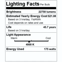 TCP LED High Bay With Sensor (28093) -Light Bulbs Shop 28093 Lighting Facts Labelmd