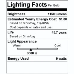TCP LED Light Bulb (29365) -Light Bulbs Shop 29365 Lighting Facts Labelmd