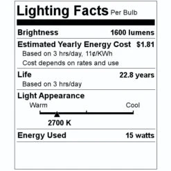 Satco LED Light Bulb (29815) -Light Bulbs Shop 29815 Lighting Facts Labelmd
