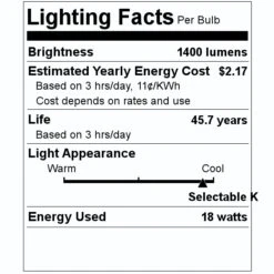 TCP LED Retrofit (30886) -Light Bulbs Shop 30886 Lighting Facts Labelmd