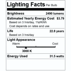 Nuvo LED Vanity Light Fixture (32388) -Light Bulbs Shop 32388 Lighting Facts Labelmd