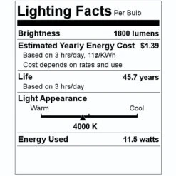 Westinghouse LED Light Bulb (33739) -Light Bulbs Shop 33739 Lighting Facts Labelmd