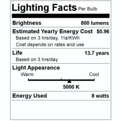 Sylvania LED Light Bulb (2 Pack) (40776) -Light Bulbs Shop 40776 Lighting Facts Labelmd