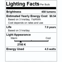 Sylvania LED Light Bulb (6 Pack) (40879) -Light Bulbs Shop 40879 Lighting Facts Labelmd