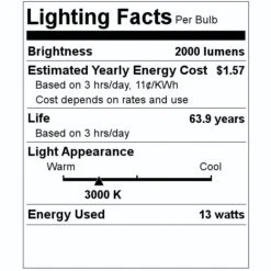 Sylvania LED Light Bulb (40891) -Light Bulbs Shop 40891 Lighting Facts Labelmd