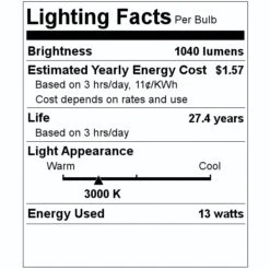 Nuvo LED Vanity Light Fixture (41081) -Light Bulbs Shop 41081 Lighting Facts Labelmd