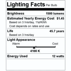 Sylvania LED Light Bulb (41477) -Light Bulbs Shop 41477 Lighting Facts Labelmd