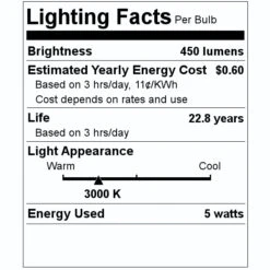 Feit Electric LED Light Bulb (42555) 7 Feit Electric LED Light Bulb (42555) -Light Bulbs Shop 42555 Lighting Facts Labelmd