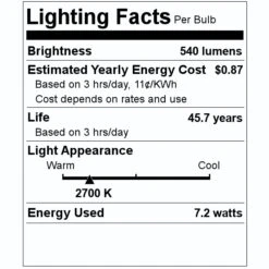 Feit Electric Light Bulb (6 Pack) (47244) 7 Feit Electric Light Bulb (6 Pack) (47244) -Light Bulbs Shop 47244 Lighting Facts Labelmd