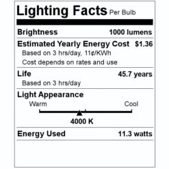 Sunlite LED Fixture (49014) -Light Bulbs Shop 49014 Lighting Facts Labelmd