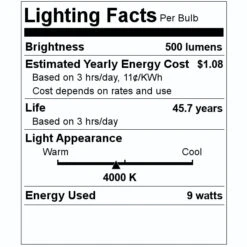 Sunlite LED Wall Sconce (49156) -Light Bulbs Shop 49156 Lighting Facts Labelmd