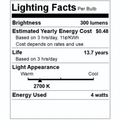 Westinghouse LED Light Bulb (2 Pack) (50651) -Light Bulbs Shop 50651 Lighting Facts Labelmd