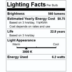 Feit Electric LED Light Bulb (2 Pack) (51915) -Light Bulbs Shop 51915 Lighting Facts Labelmd