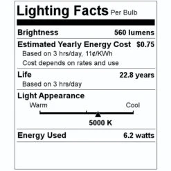 Feit Electric LED Light Bulb (2 Pack) (51916) 7 Feit Electric LED Light Bulb (2 Pack) (51916) -Light Bulbs Shop 51916 Lighting Facts Labelmd