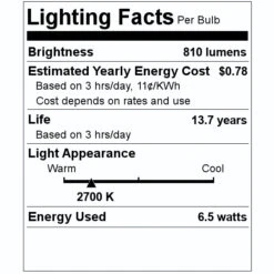 Westinghouse LED Light Bulb (53175) -Light Bulbs Shop 53175 Lighting Facts Labelmd