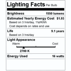 Eiko LED Light Bulb (2 Pack) (60409) -Light Bulbs Shop 60409 Lighting Facts Labelmd
