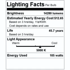 Sylvania LED High Bay (62053) -Light Bulbs Shop 62053 Lighting Facts Labelmd