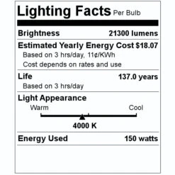 Sylvania LED High Bay (62322) -Light Bulbs Shop 62322 Lighting Facts Labelmd