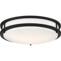 13" - 25 Watt - 120 Volt - 3,000K - Natural White - Matte Black - White Acrylic Lens - Flush Mount - Glamour Collection |- Dimmable Nuvo Ceiling Light Fixture -Light Bulbs Shop 68021amd