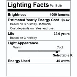 Feit Electric LED Light Bulb (74155) -Light Bulbs Shop 74155 Lighting Facts Labelmd