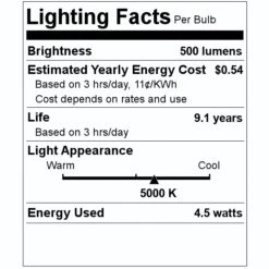Feit Electric LED Light Bulb (74907) -Light Bulbs Shop 74907 Lighting Facts Labelmd