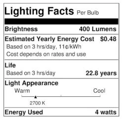 Sylvania LED Light Bulb (75164) -Light Bulbs Shop 75164 Lighting Facts Labelmd
