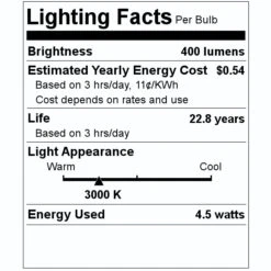 Bulbrite LED Light Bulb (770576) -Light Bulbs Shop 770576 Lighting Facts Labelmd