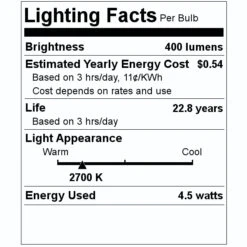 Bulbrite LED Light Bulb (770620) -Light Bulbs Shop 770620 Lighting Facts Labelmd