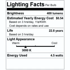 Bulbrite LED Light Bulb (770624) 7 Bulbrite LED Light Bulb (770624) -Light Bulbs Shop 770624 Lighting Facts Labelmd