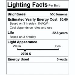Bulbrite LED Light Bulb (770629) -Light Bulbs Shop 770629 Lighting Facts Labelmd