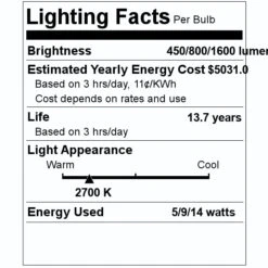 Bulbrite LED Light Bulb (774295) -Light Bulbs Shop 774295 Lighting Facts Labelmd