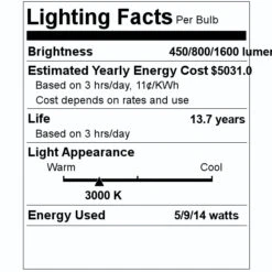 Bulbrite LED Light Bulb (774296) 7 Bulbrite LED Light Bulb (774296) -Light Bulbs Shop 774296 Lighting Facts Labelmd