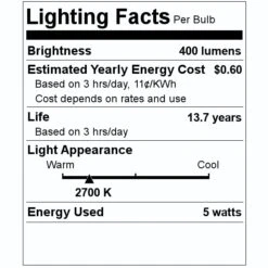 Bulbrite LED Light Bulb (776720) 7 Bulbrite LED Light Bulb (776720) -Light Bulbs Shop 776720 Lighting Facts Labelmd