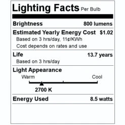 Bulbrite LED Filament Light Bulb (776878) -Light Bulbs Shop 776878 Lighting Facts Labelmd