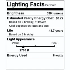 Sunlite LED Filament Light Bulb (80494) -Light Bulbs Shop 80494 Lighting Facts Labelmd