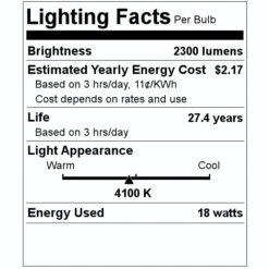 Feit Electric LED Light Bulb (80982) -Light Bulbs Shop 80982 Lighting Facts Labelmd