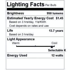 Feit Electric LED Light Bulb (81002) -Light Bulbs Shop 81002 Lighting Facts Labelmd