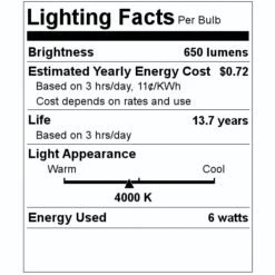 Sunlite LED Light Bulb (81116) -Light Bulbs Shop 81116 Lighting Facts Labelmd