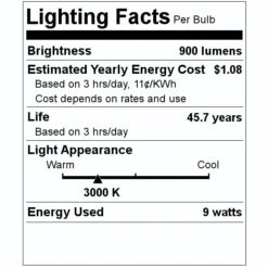 Sunlite LED Light Bulb (88268) -Light Bulbs Shop 88268 Lighting Facts Labelmd