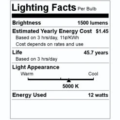 Feit Electric LED Light Bulb (90727) -Light Bulbs Shop 90727 Lighting Facts Labelmd