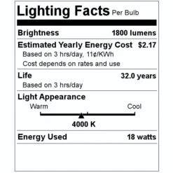Feit Electric LED Light Bulb (2 Pack) (90795) -Light Bulbs Shop 90795 Lighting Facts Labelmd