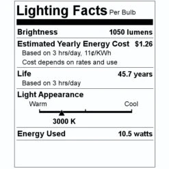 GE LED Light Bulb (92993) -Light Bulbs Shop 92993 Lighting Facts Labelmd