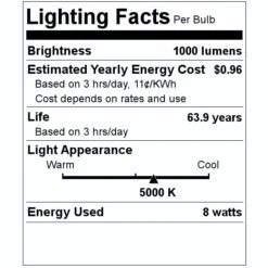 GE LED Light Bulb (92997) 7 GE LED Light Bulb (92997) -Light Bulbs Shop 92997 Lighting Facts Labelmd
